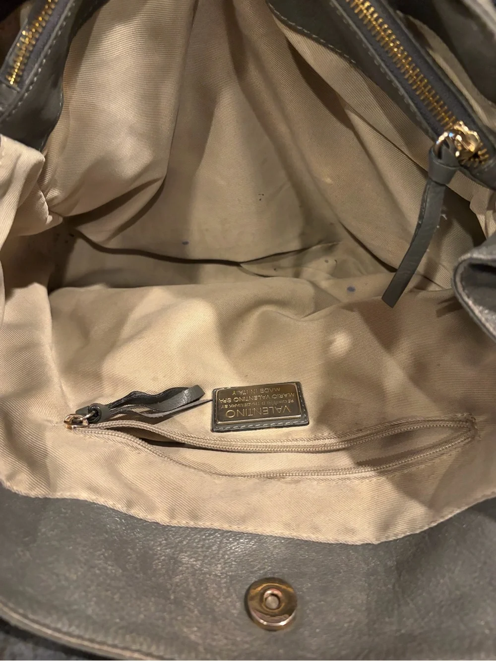 Valentino Olive Green Leather Hobo with Tassel and Gold Hardware